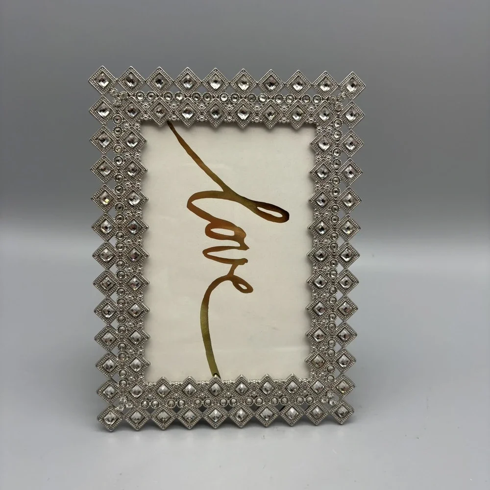 Sheffield Home Jewel Collection Picture Frame 4x6 Silver Color Clear Rhinestones